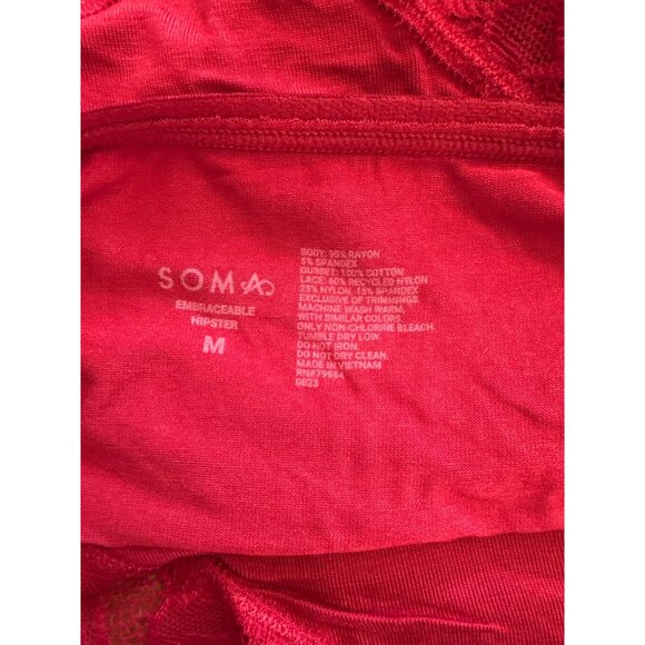 Soma Womens Embraceable Hipster Panty with Enchanting Lace Medium Red Lot 2 Pair - Picture 5 of 5